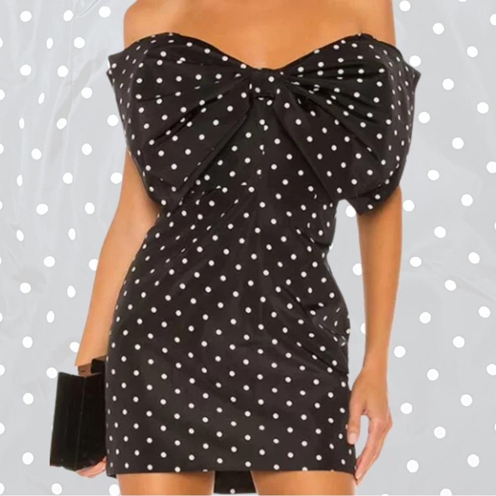 Bardot Black Strapless Polka Dot Dress